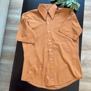 Vintage wide lapel short sleeve button up shirt SZ M